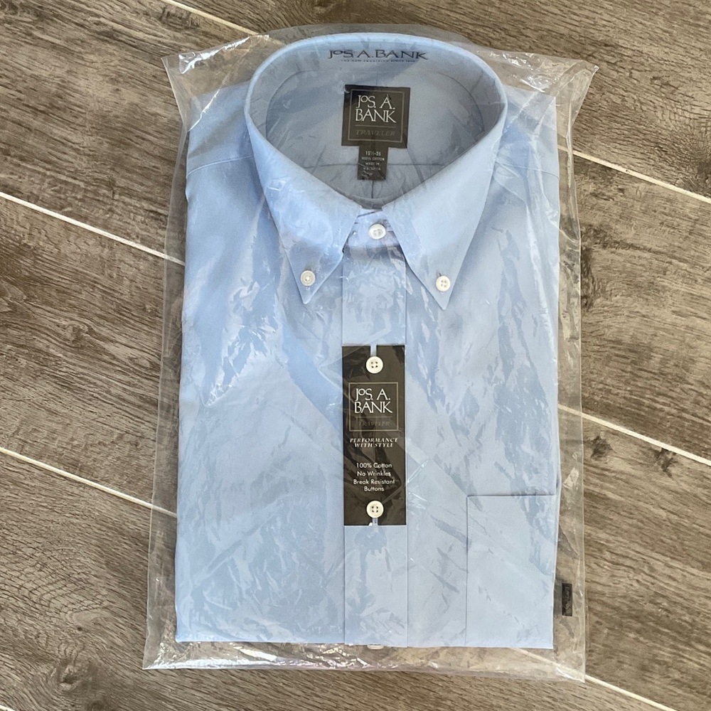 Jos. A. Bank Traveler Long Sleeve Blue Shirt 15.5-35 NWT